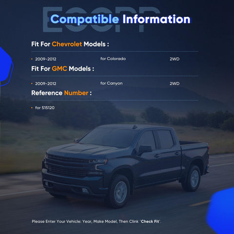 Compatible information for Front Wheel Hub Bearing Assembly For Chevrolet Colorado 2009 To 2012 2WD and GMC Canyon 2WD