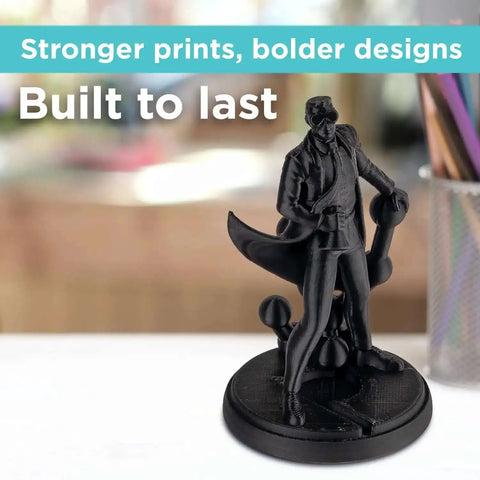 3D printed black figurine made with PLA Pro Filament 1.75mm Black 1kg On Cardboard Spool For 3D Printing Beefy Tough And High Rigidity Filament