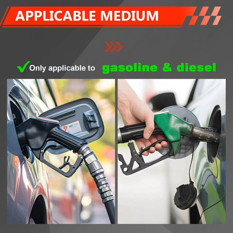 Gasoline and diesel fuel nozzles at filling stations, applicable to Beefy 12V Fuel Pump Delivers Five To Nine PSI At Thirty Five GPH.