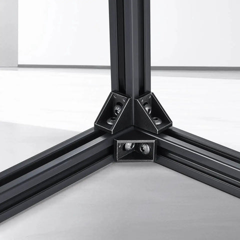 Close-up of 4-Piece 47.24-Inch T Slot Aluminum Extrusion Profile European-Standard Anodized Linear Rail Set in black with connectors.