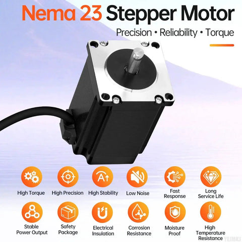 Image of Beefy Nema 23 Stepper Motor 3 Pack for CNC mills, lathes, and 3D printers showcasing features like high torque and reliability.