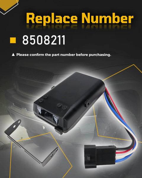 Proportional brake controller kit, black with wiring harness and mounting bracket, front view