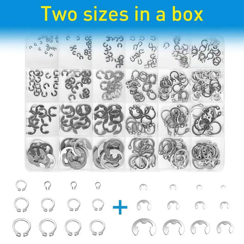 327Pcs E Clips Circlip Retaining Rings Kit With 24 Sizes From 1.2mm To 10mm Includes External C Clips Snap Rings in box
