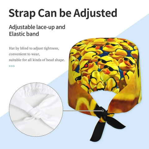 Breathable Work Cap With Upgraded Protection For Hair, Keeps Frizz At Bay, Super Lightweight And Packable, Easy To Tote, Fixed Stitches For Durability, Reusable Pins, Elastic Back Fit For All Day Comfort with adjustable lace-up and elastic band.