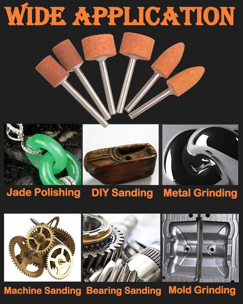 60 Pack Grinding Stone Set With One Eighth Inch Shank For Rotary Tools Aluminum Oxide Grinding Bits For Grinding Polishing Deburring Ferrous Metal