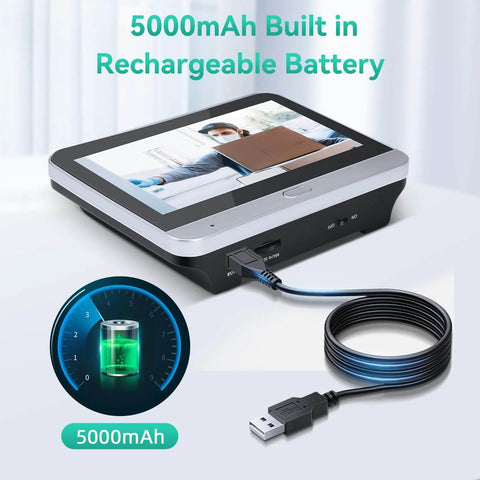 5000mAh battery of Smart Video Doorbell With 4.3 Inch Color Monitor And 1080p HD Wireless Camera, shown with charging cable
