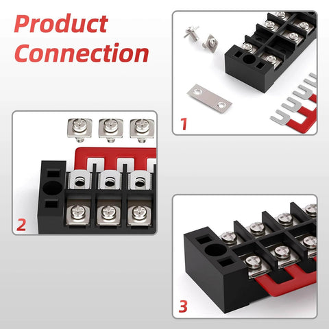 15A Screw Terminal Block 4P 5P 6P Dual Row Covered 600V Pre Insulated Barrier Strips showing connection components