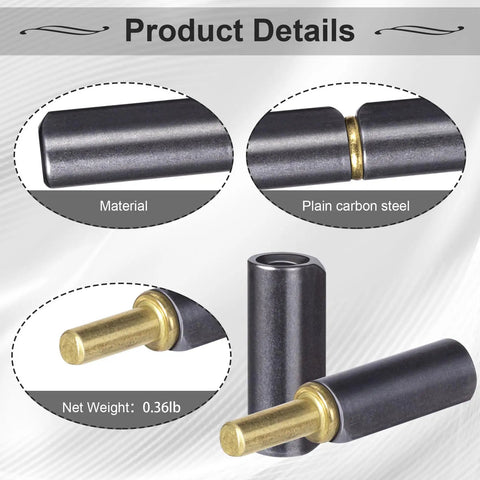 Heavy Duty Beefy Weldable Barrel Hinges Set Of 6 For Metal Doors And Gates 2.37 Inch Long 0.43 Inch Wide 0.57 By 0.23 Inch Pin