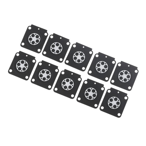 Hicello metering diaphragm replacement set, 10 pcs for Zama A015053 small engine carburetor, black square diaphragms.