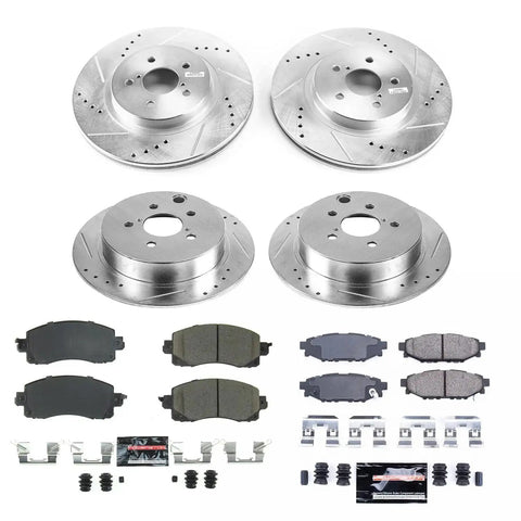 PowerStop front and rear drilled/slotted rotor kit with ceramic pads for Subaru Crosstrek 2018-22 and Impreza 2017-22
