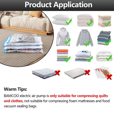 Electric Vacuum Pump For Vacuum Storage Bags Travel Use Portable Air Pump For Compression Clothing And Blankets Luggage White Quick And Efficient Replaces Hand Pump For Vacuum Seal Bags product usage guide.