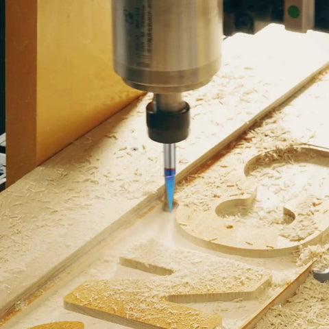 CNC machine using V Groove Engraving Router Bits For CNC 30 Degree 3 Flutes One Quarter Inch Shank Nano Coated Carbide End Mill
