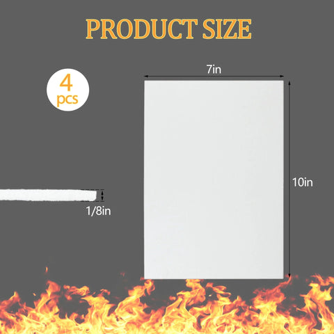 White ceramic fiber gasket paper sheet, 7x10x1/8 in, 4 pcs, high-temp gasket material