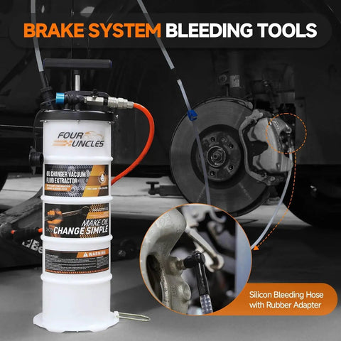 Dual Mode Oil Extractor 6.5L For Oil Change With 4 Tubes And Brake Bleed Hose in a garage setup