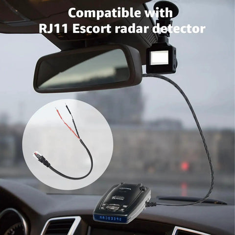 Car interior showing RJ11 Replacement Mirror Wire Power Cord For Escort Radar Detectors Compatible With Max 360C and devices