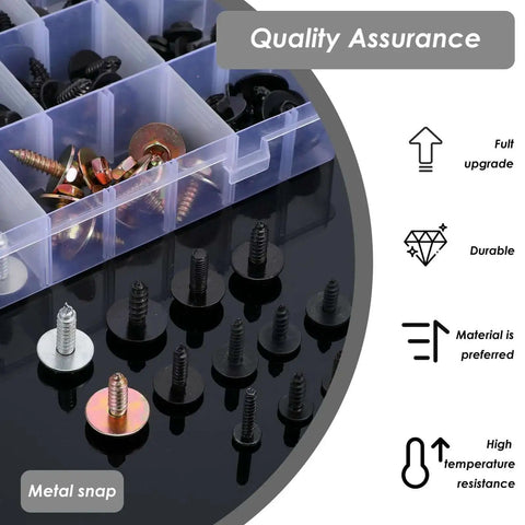 160Pcs Car Screw And Retainer Clip Kit With 14 Sizes in reusable case displaying metal fasteners for bumper and fender use.