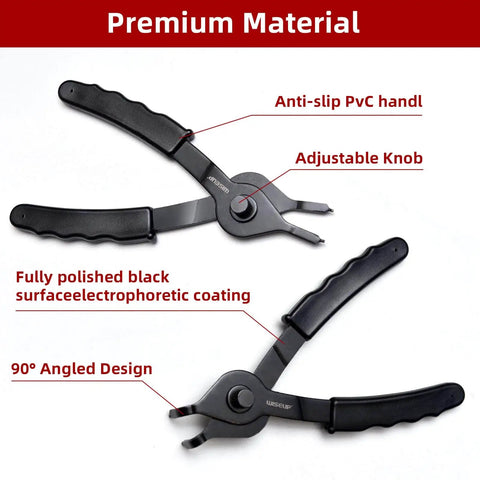 10 Piece Snap Ring Pliers Set Heavy Duty Internal And External Circlip Pliers Kit With Straight And Bent Jaw Tips, anti-slip handles