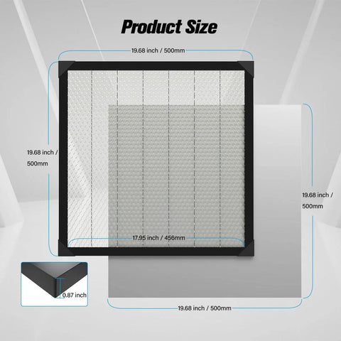 Premium Honeycomb Laser Bed Platform With Aluminum Panel For Laser Engraver And Cutter 19.7x19.7 Inches All Metal Build Stable Iron Core Creality Compatible