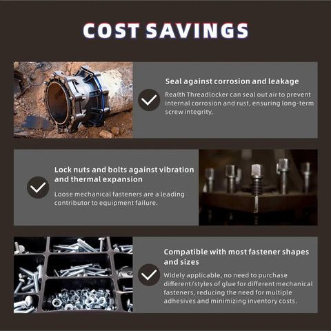 Cost savings benefits of Two Pack Thread Locker Blue And Red Medium And High Strength For Metal Fasteners in various scenarios