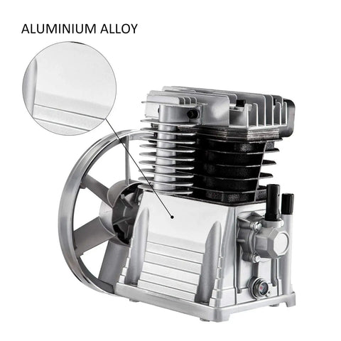 Beefy 3HP Industrial Air Compressor With 11 CFM Output, 1300 RPM Twin Cylinder Aluminum Head, Single Stage Piston Style Pump