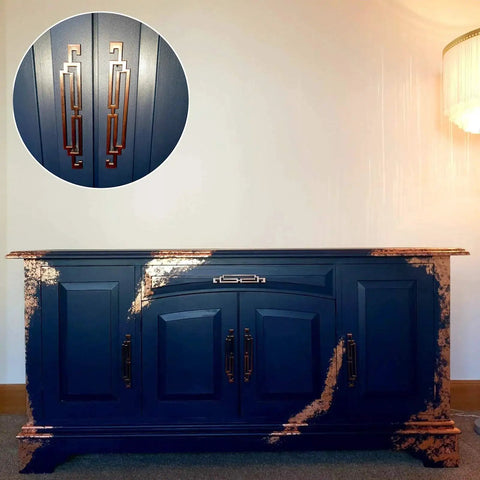 Set Of 5 Vintage Retro Style Kitchen Cabinet Door Handles And Drawer Pulls 177mm Length 6.97 Inches Antique Bronze on cabinet