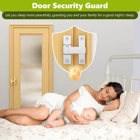 Barn Door Lock 90 And 180 Degree Zinc Alloy Hardware Sliding Lock Heavy Duty Flip Safety Latch installed on a wooden door.