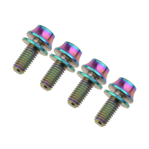 Colorful Titanium M5x12mm Taper Head Bolts With Washers For Bicycle Water Bottle Cage, Set Of 4, Anodized Grade 5 Titanium