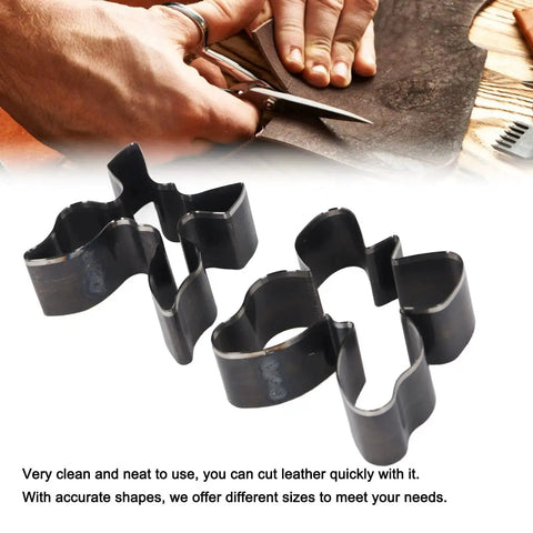 Butterfly Shape Leather Cutting Dies Set For DIY Leather Craft Keychains And Wallet Making, close-up of two-piece punch die kit