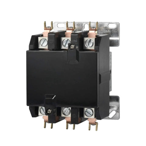 Front view of a 3 Pole 75 Amp 24V HVAC Contactor for Siemens 42FE35AJ Equivalents Packard C375A, UL approved with Class F insulation.