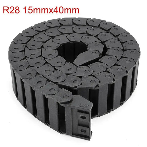 R28 Inner 15mm By 40mm Black Plastic Wire Carrier Drag Chain For CNC 1M Length Linkable Cable Carrier Reinforced Nylon