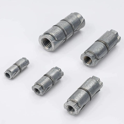 Assorted sizes of 24 Pack Double Expansion Shield Anchors For Concrete Brick And Block Internal Thread One Quarter Inch