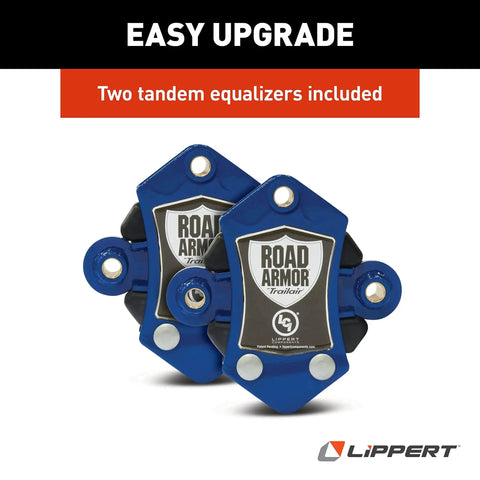 Lippert Road Armor tandem-axle trailer equalizers, blue, two-pack, shock-absorbing, 3,500–8,000 lb capacity