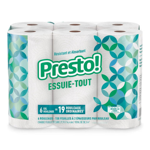 Ultra-Strong Premium Paper Towels With 158-Sheet 2-Ply Huge Roll, Flex-A-Size Design, 12 Rolls In 2 Packs Of 6, front view