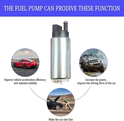 255LPH Electric Fuel Pump High Flow Replacement With Installation Kits For Cars And Trucks Drop In Direct Fit OE Tested 100 Percent New Includes Rubber Hose And Wiring Harness Ready For Quick Install in featuring installation effects on vehicles