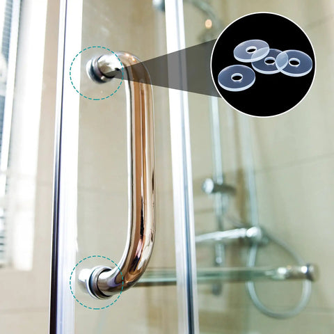 Clear Plastic Washers Three Quarters Inch Spacers One Sixteenth Inch Thick Twenty Pack For Glass Shower Door Handles installation