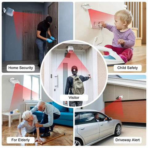 Driveway Alarm With Motion Sensor Door Chime 58 Melodies And 500 Feet Range Smart Detection for home security and elder care
