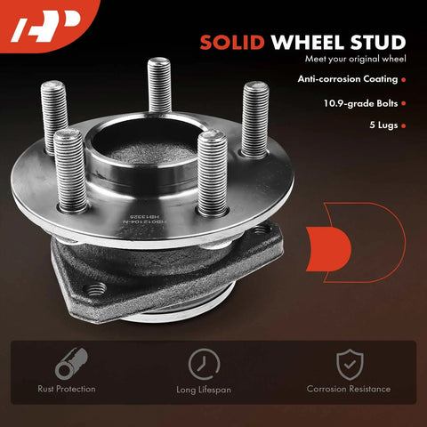 2 Front Wheel Bearing And Hub Assembly 5 Lug Compatible With Dodge Charger Challenger And Chrysler 300 2012 Through 2023 RWD Models For Smooth Rotation Quiet Operation And Reliable Replacement shown with anti-corrosion coating and 10.9-grade bolts.