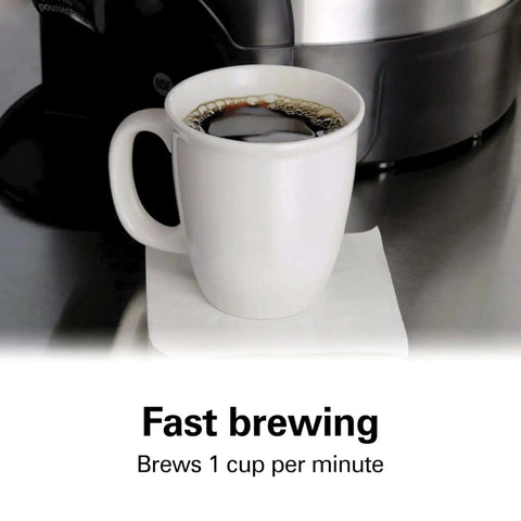 Commercial 40 Cup Stainless Steel Coffee Urn With No Touch Dispensing Double Wall Thermal Carafe brewing one cup