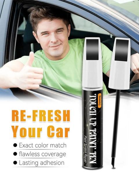 Platinum White Pearl NH 883P Compatible With Honda 2 In 1 Touch Up Paint Pen showing a man giving a thumbs up next to the pen.