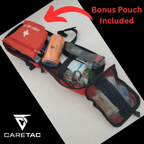 Military Grade IFAK Trauma Kit With CAT Gen 7 Tourniquet Israeli Bandage Chest Seal Splint CPR Mask open view showing contents
