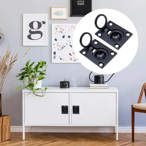 Flush Ring Pull Stainless Steel Boat Hatch Latch And Cabinet Flush Mount Lifting Ring Pull Handle Black Two Pack on cabinet