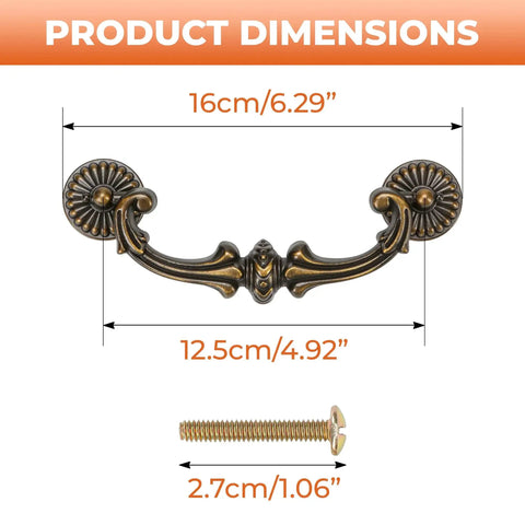 Drop Bail Drawer Pull 5 Inch Center To Center 128 Mm Hole Spacing Includes 2 Screws Antique Brass Finish dimensions