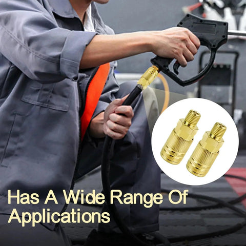 Two Pack One Quarter Inch NPT M Style Brass Air Coupler Quick Connect Fittings High Flow Brass Couplers For Air Compressors Tools And Accessories With Knurled Sleeve