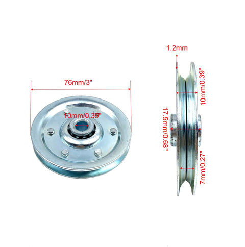4 Pack 3 Inch Garage Door Pulley Kits With Heavy Duty Steel Pulleys, Zinc Galvanized Wheel Replacing Old Rollers, side view