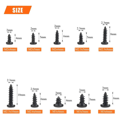 600 Piece Go-To Micro Phillips Screws Set For Laptops And Electronics In Ten Sizes M2 M2.3 M2.6 M3 Pan Head Self Tapping Steel