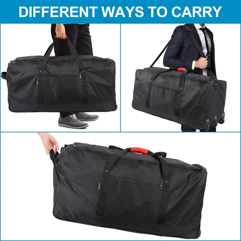 Road Trip Ready Foldable Rolling Duffel Bag With Three Wheels For Ultra Lightweight 120L Capacity Finnhomy Quality Travel Gear