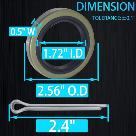 4 Pack Trailer Axle Hub Wheel Grease Seals With Cotter Pins For 3500Lb Spindles 1.719 Inch ID And 2.565 Inch OD 0.5 Inch Wide