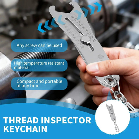 Bolt Size Finder Keychain Set For Quick Thread Identification With Dual Scale Metric And SAE held in hand for use