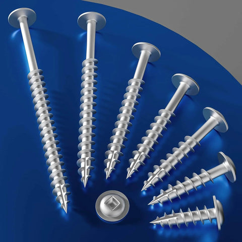 White Pocket Hole Screws Set Size Eight By Two And A Half Inch, Seventy Pieces, Self Tapping Wood Screws With Round Head And Square Drive
