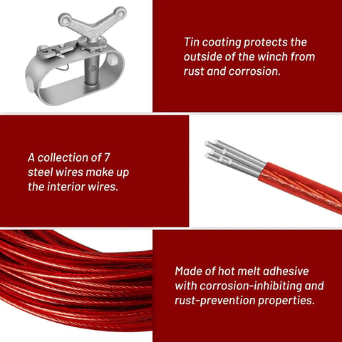 Cover Cable And Winch Kit For Round Oval And Rectangular Above Ground Pools 100 ft wire with heavy duty ratchet system details